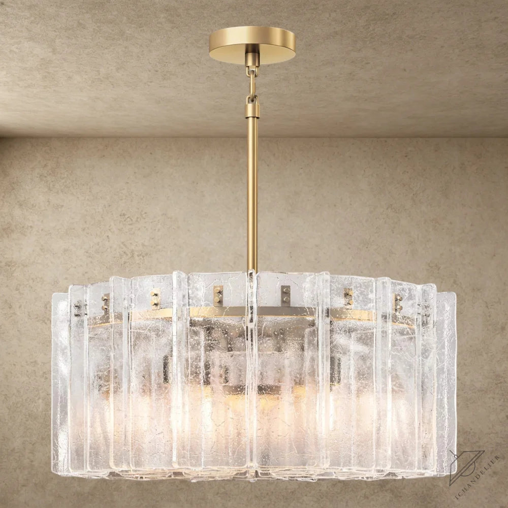 37" / Brass Lattice Clear Glass Round Chandelier 37", 48"