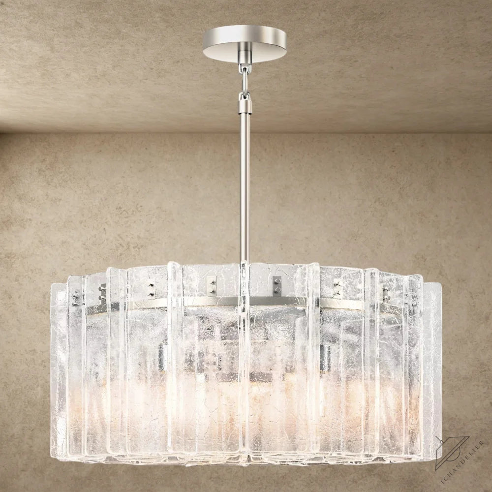 37" / Nickle Lattice Clear Glass Round Chandelier 37", 48"