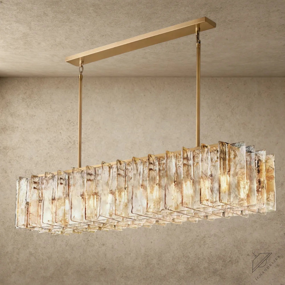 Lattice Smoke Glass Linear Chandelier 49", 67"