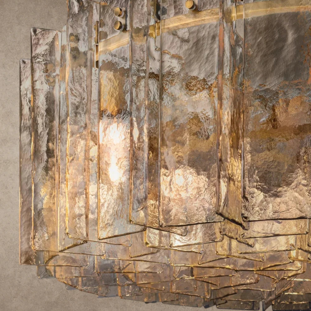 Lattice Smoke Glass Round Chandelier 37", 48"