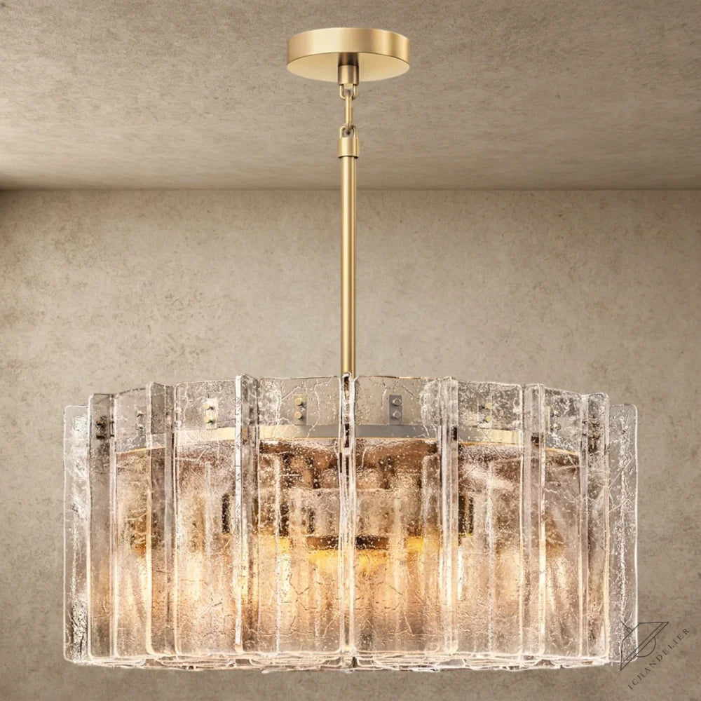 37" / Brass Lattice Smoke Glass Round Chandelier 37", 48"
