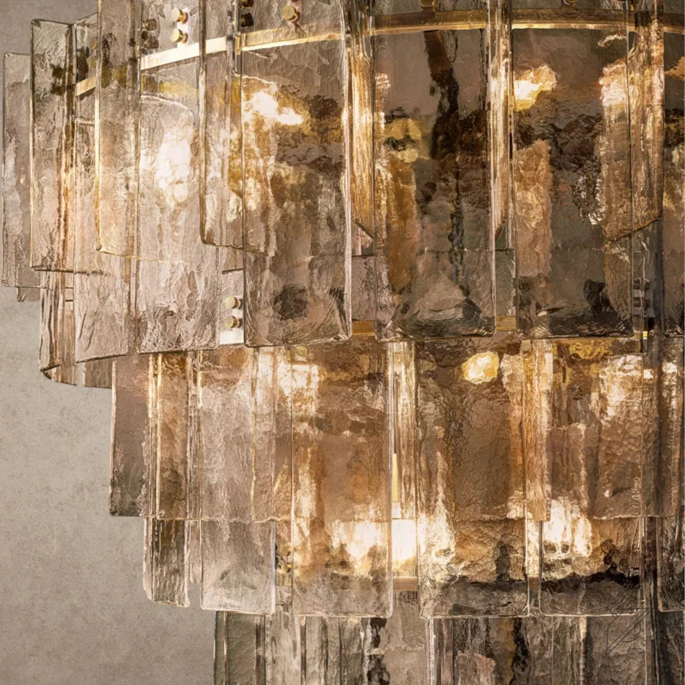 Lattice Smoke Glass Tiered Round Chandelier 36", 47"