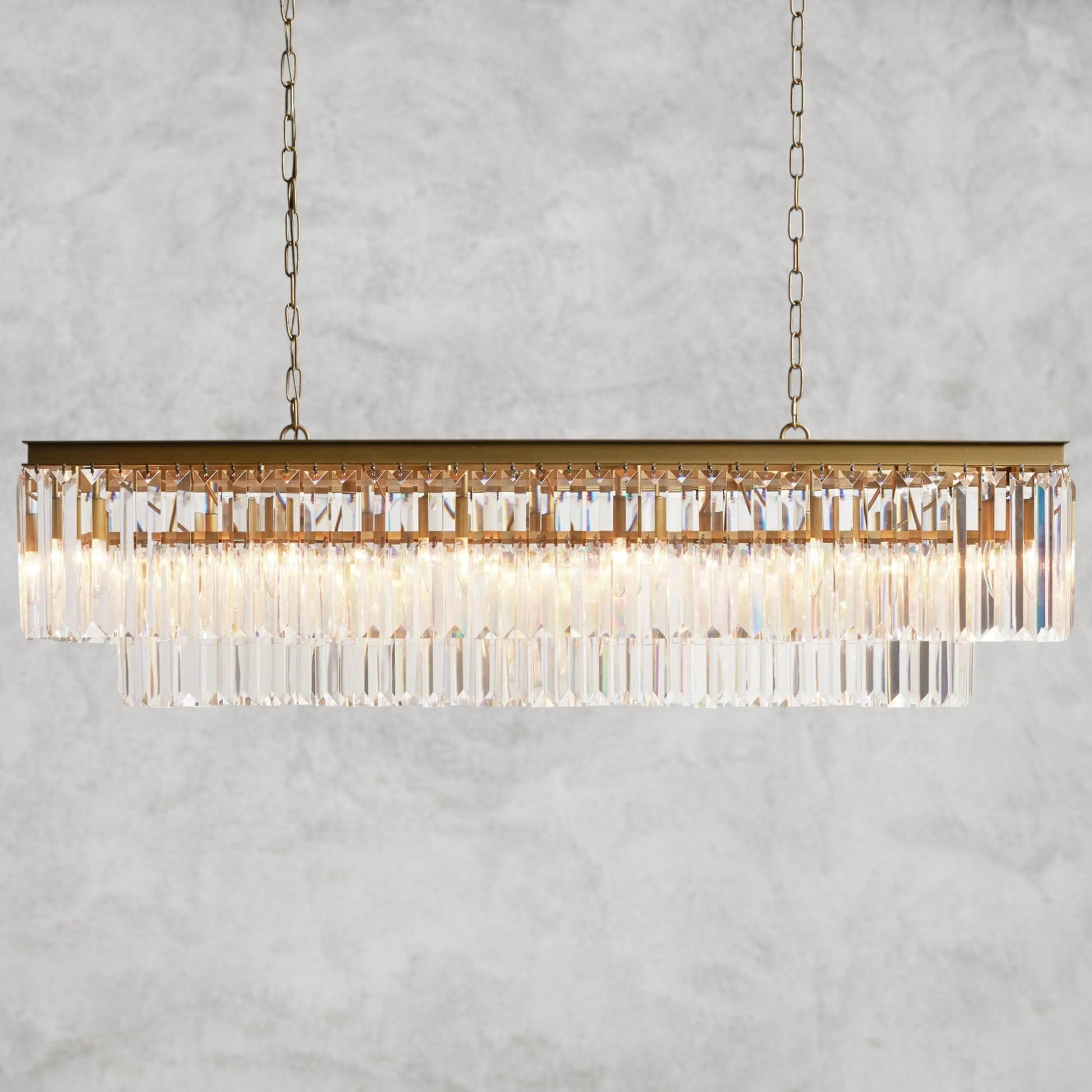 Brass Leyland Tiered Rectangular Chandelier