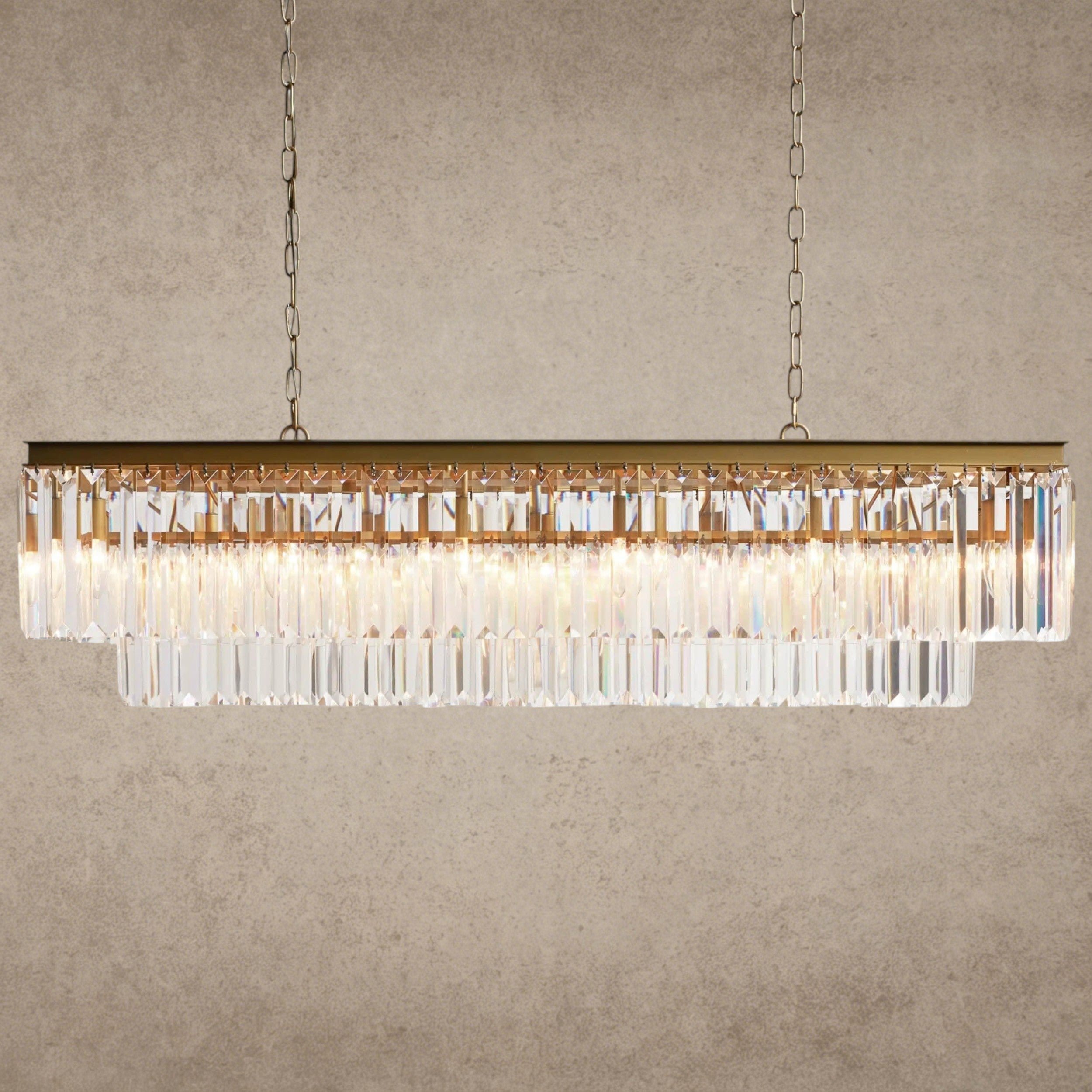Brass Leyland Tiered Rectangular Chandelier