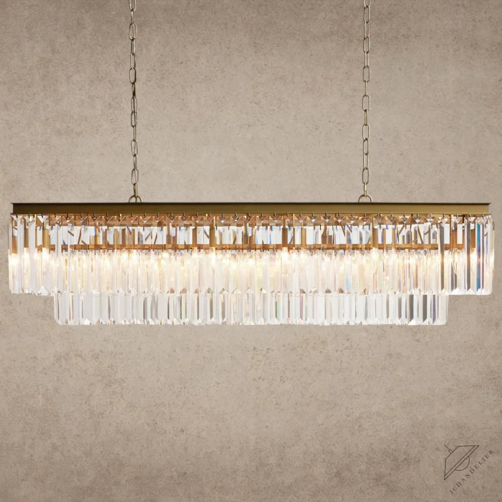 Brass Leyland Tiered Rectangular Chandelier