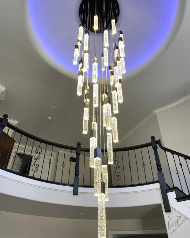 Light Luxury Glacier Bubble Crystsal Chandelier in Gold/Chrome/Black Finish for Staircase/Foyer