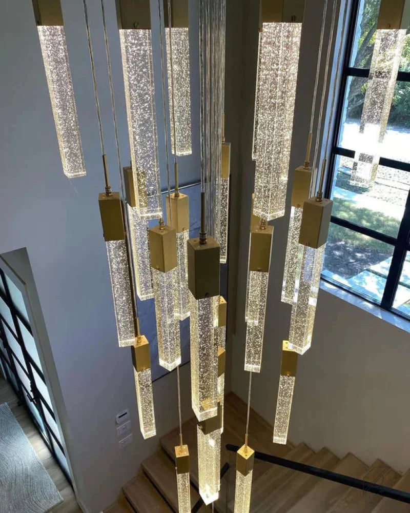 Light Luxury Glacier Bubble Crystsal Chandelier in Gold/Chrome/Black Finish for Staircase/Foyer