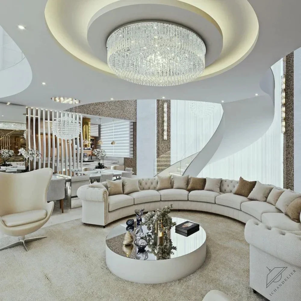 Light Luxury Round/Oval Flush Mount Crystal Chandelier