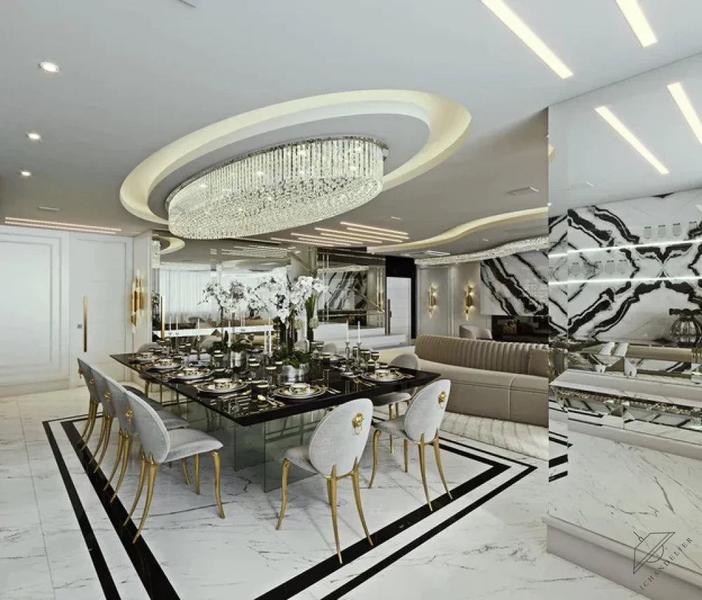 Light Luxury Round/Oval Flush Mount Crystal Chandelier