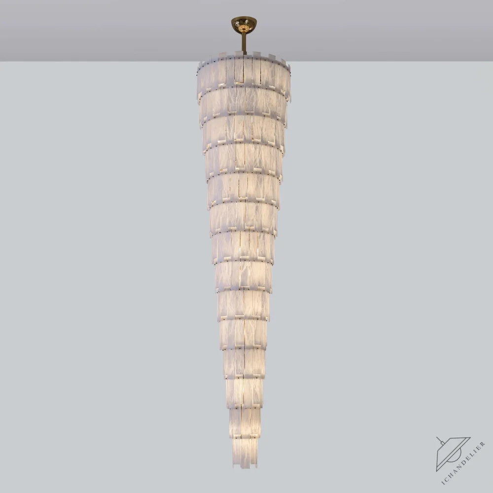 Long Cascading Alabaster Staircase Chandelier