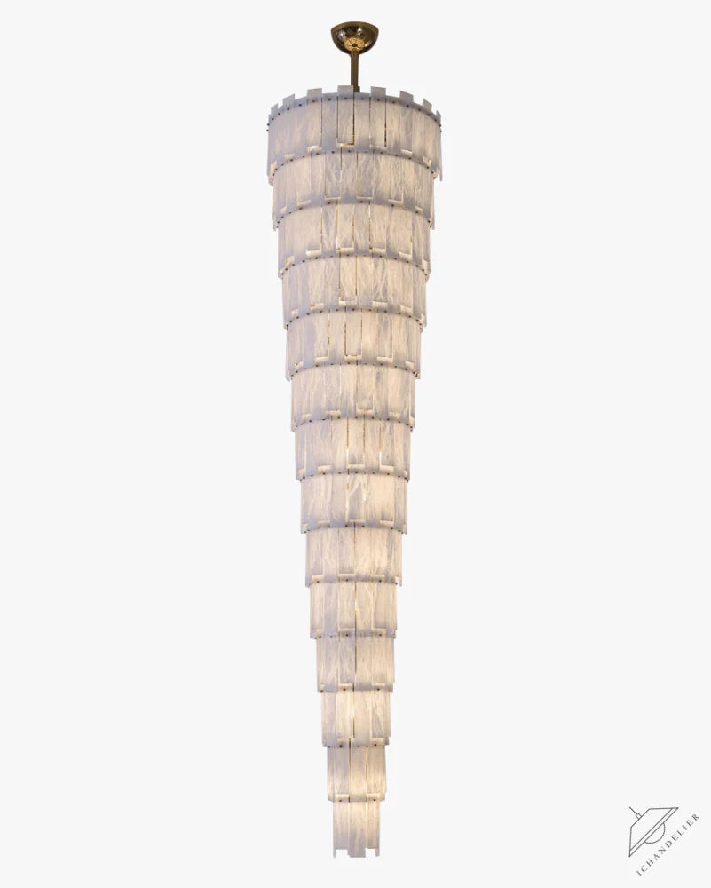 Long Cascading Alabaster Staircase Chandelier