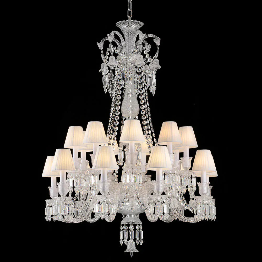 With Shade Long Neck Zenith Cristalloire Crystal Chandelier