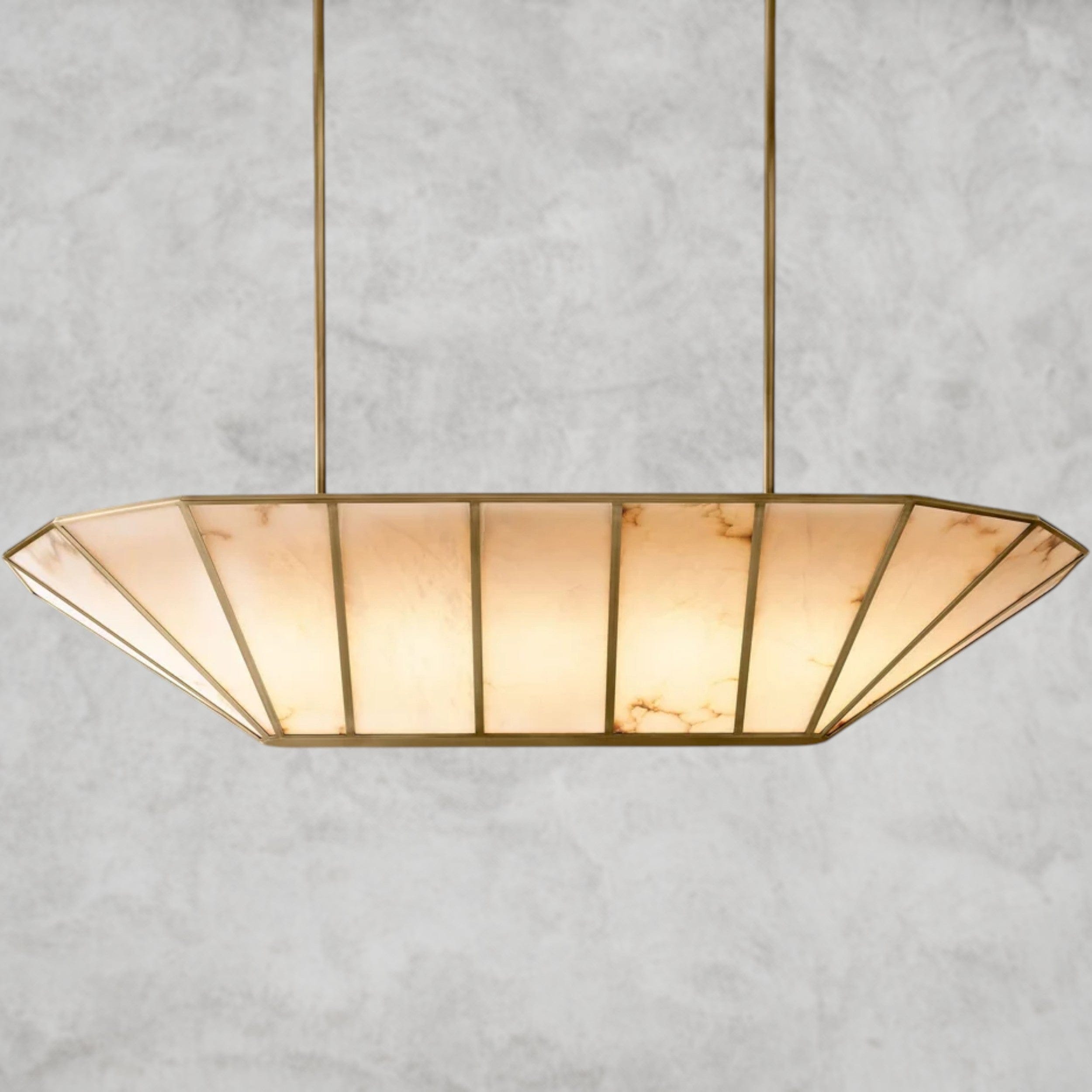 74" / Brass Lucette Alabaster Linear Chandelier