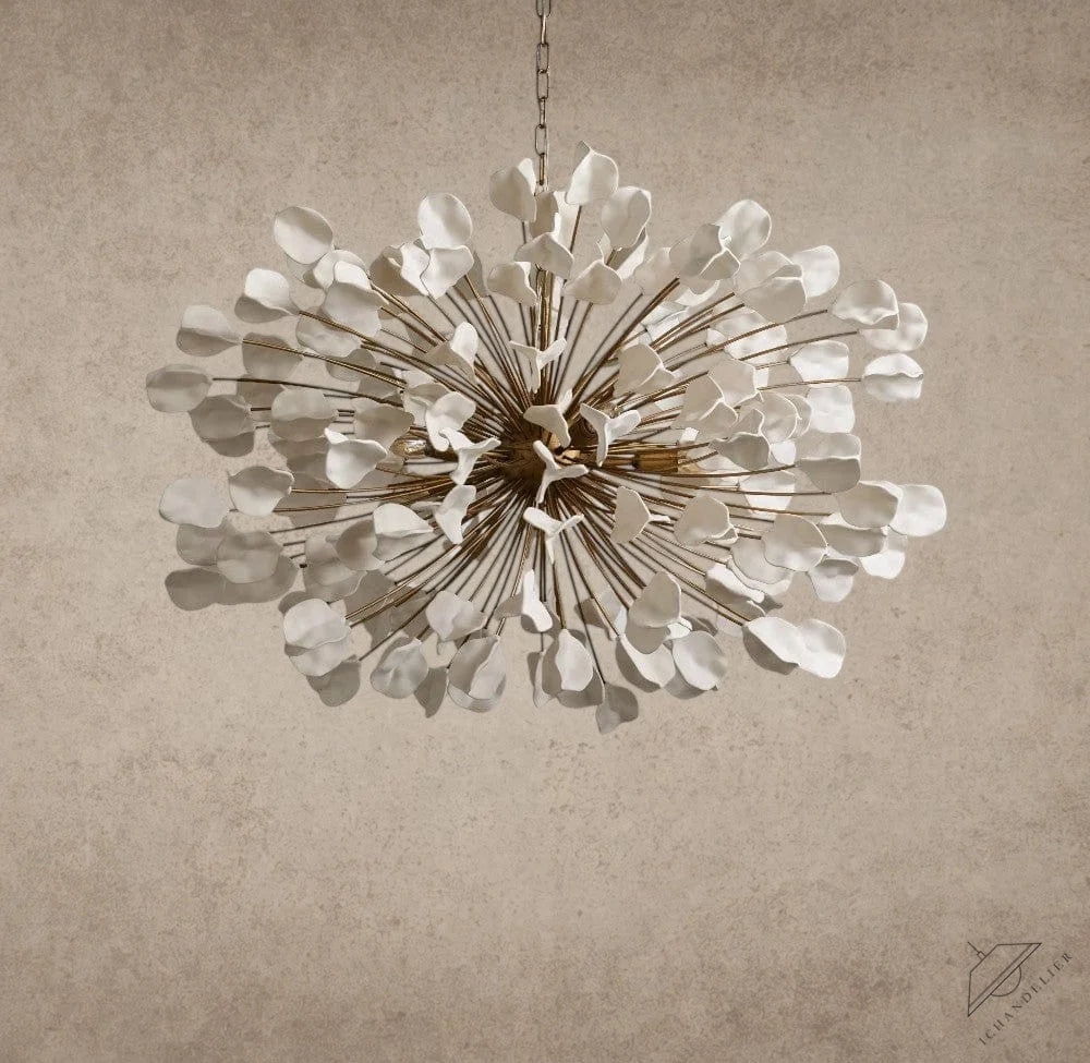 BRASS / IVORY Lunaria Ceramic Chandelier