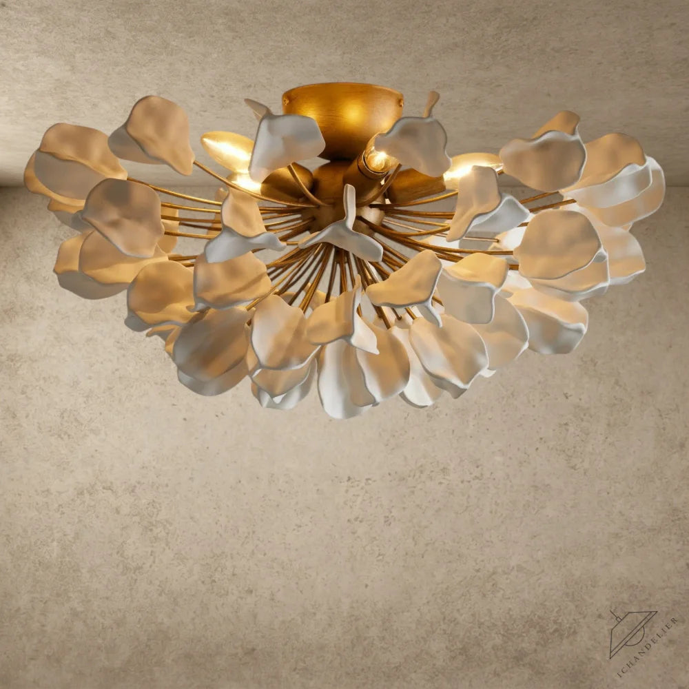 Brass / Ivory Lunaria Flush Mount