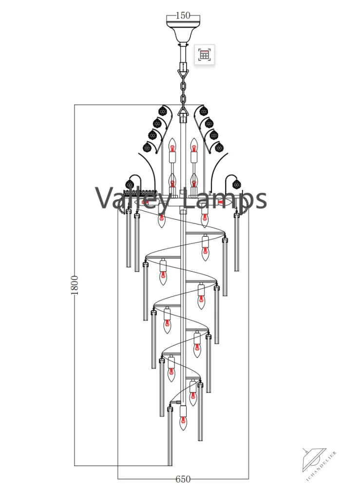 Luxury Extra Long Crystal Chandelier for Villa/Staircase/Foyer