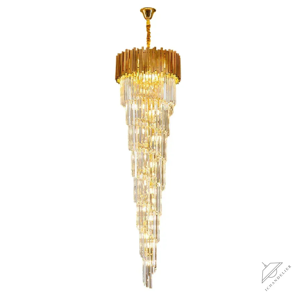Luxury Gold Spiral Crystal Chandelier for Staircase/Foyer/Entryway