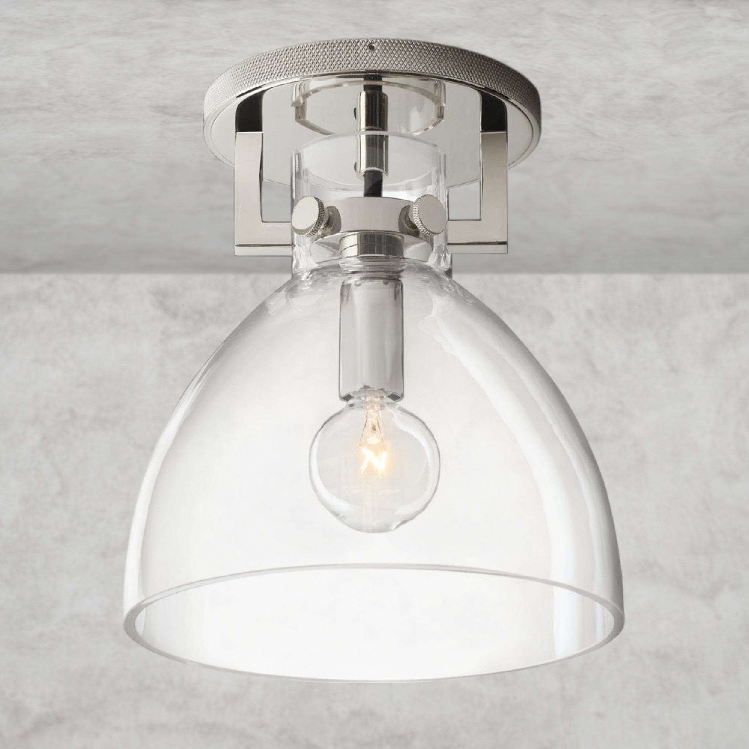 Nickle Machinist Glass Cloche Flushmount