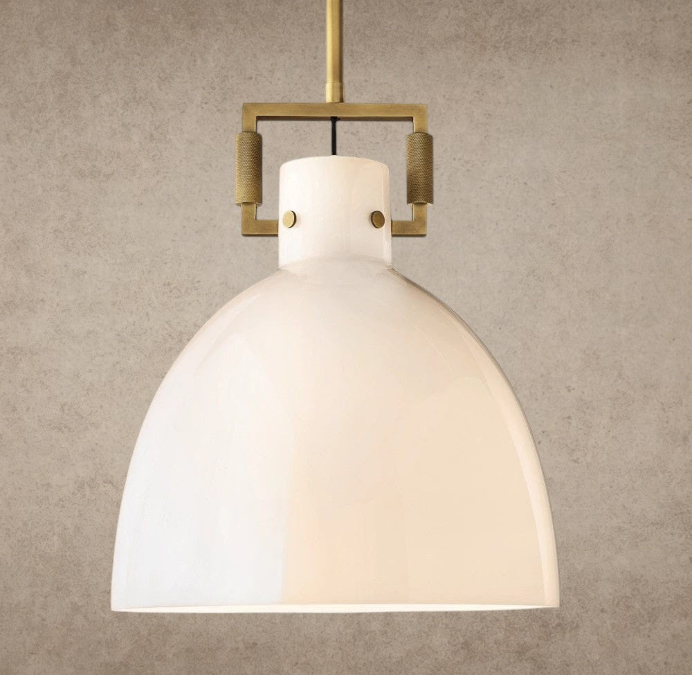 10" / Brass MACHINIST MILK GLASS CLOCHE PENDANT 10", 14", 18"