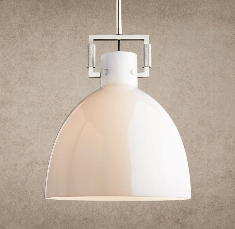10" / Nickle MACHINIST MILK GLASS CLOCHE PENDANT 10", 14", 18"