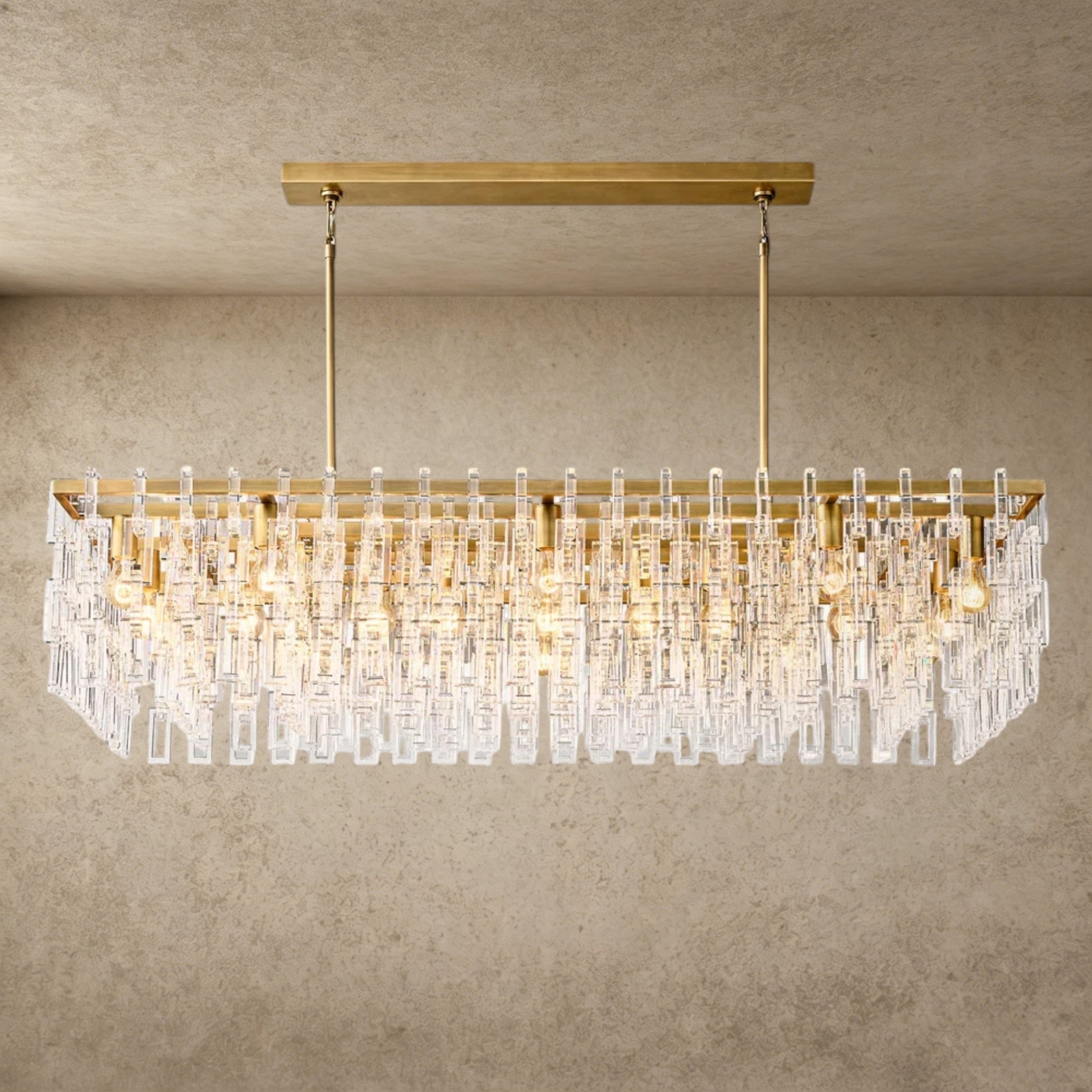 Brass Marignan Rectangular Chandelier 60"