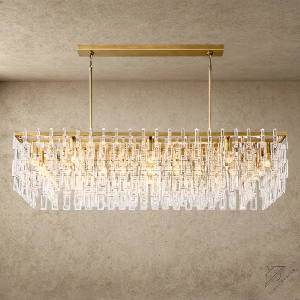 Brass Marignan Rectangular Chandelier 60"
