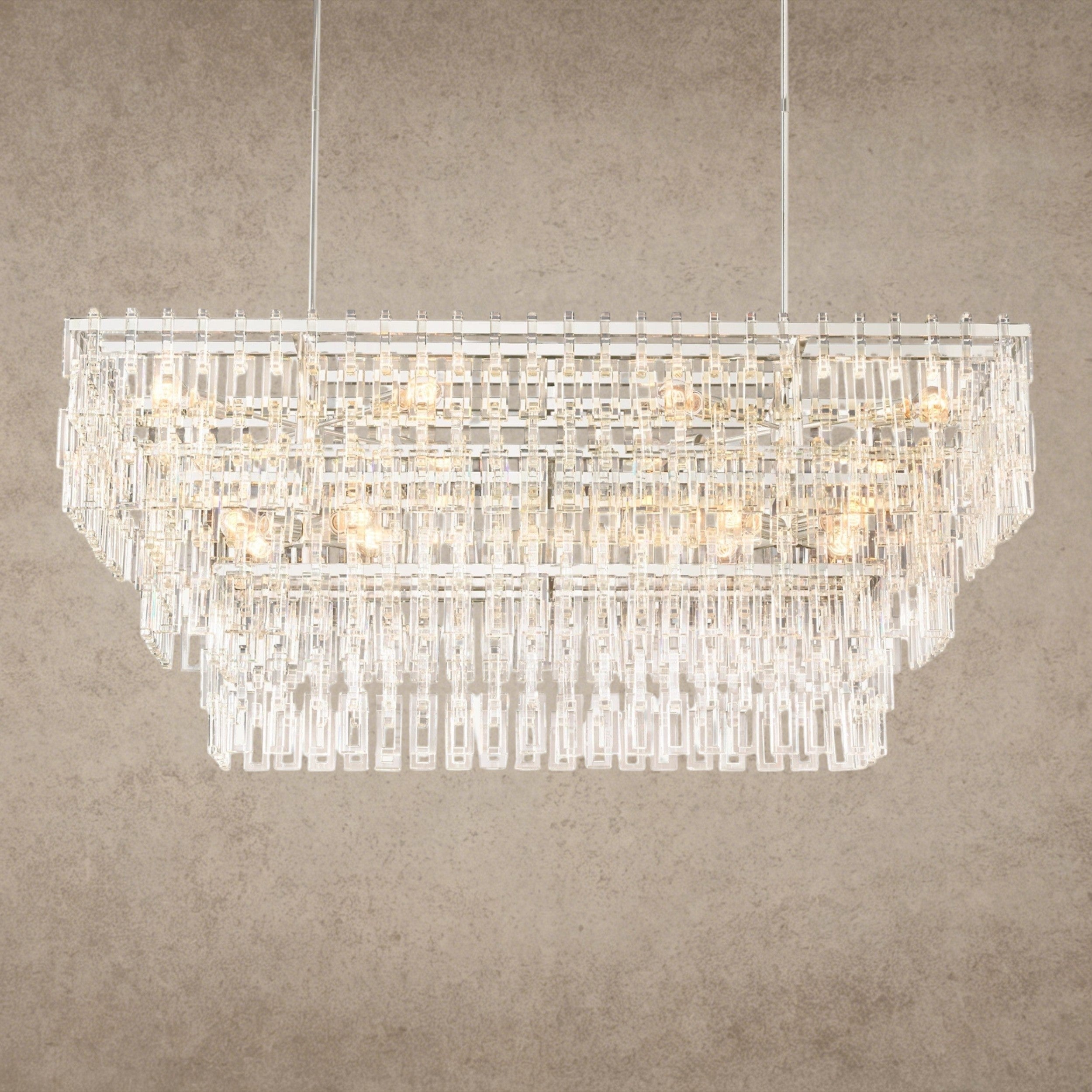 60" / Nickle Marignan Tiered Rectangular Chandelier 60", 72"