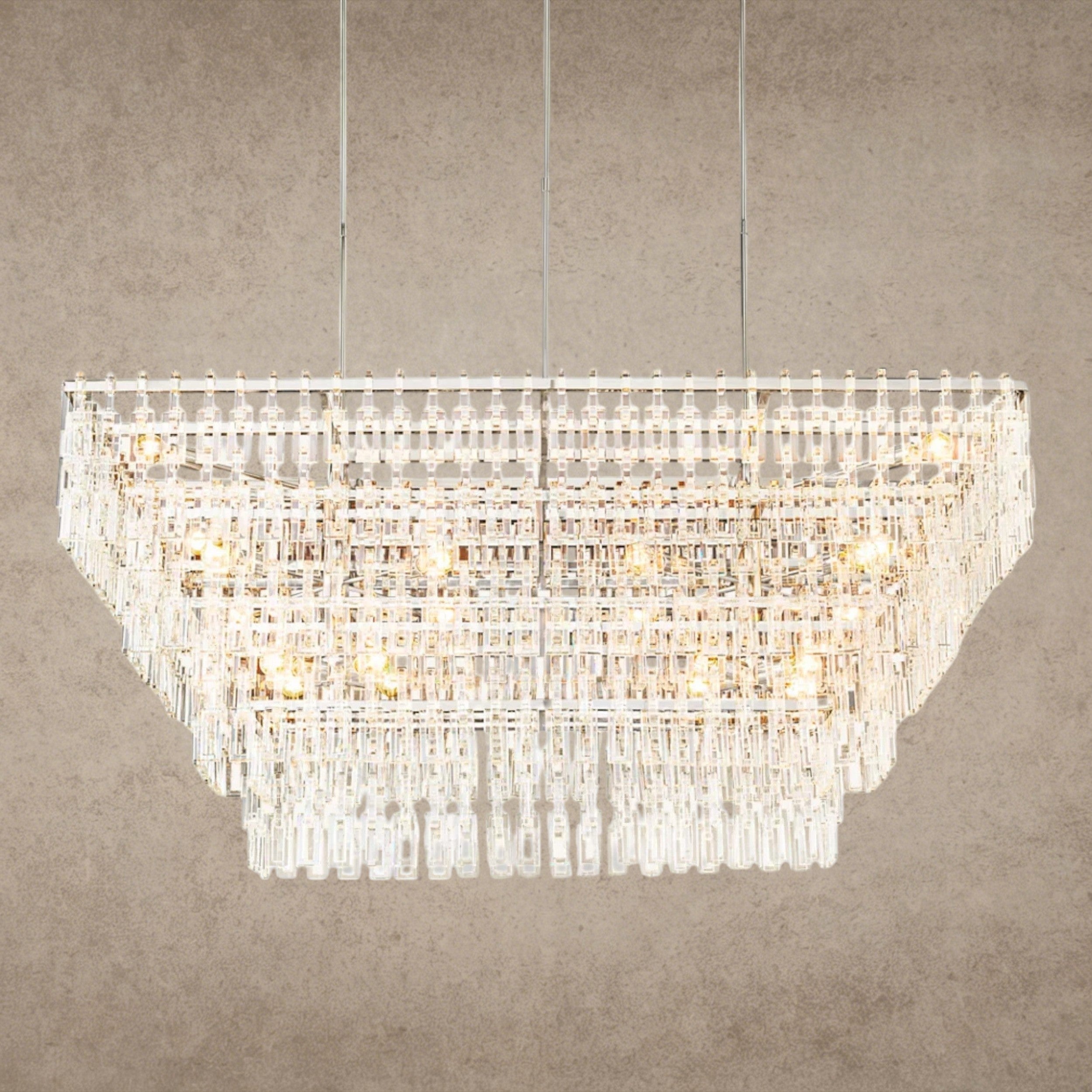 72" / Nickle Marignan Tiered Rectangular Chandelier 60", 72"