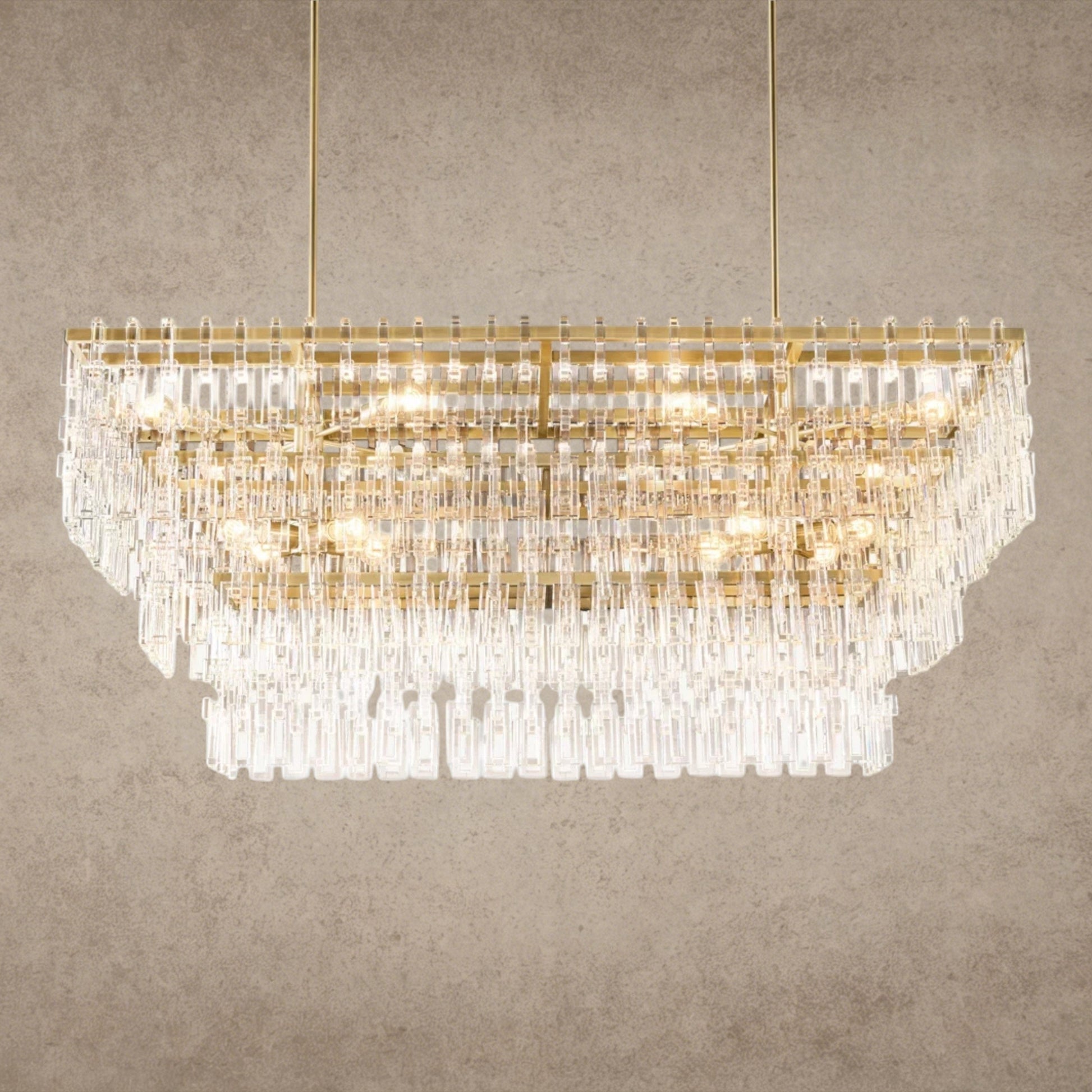 60" / Brass Marignan Tiered Rectangular Chandelier 60", 72"