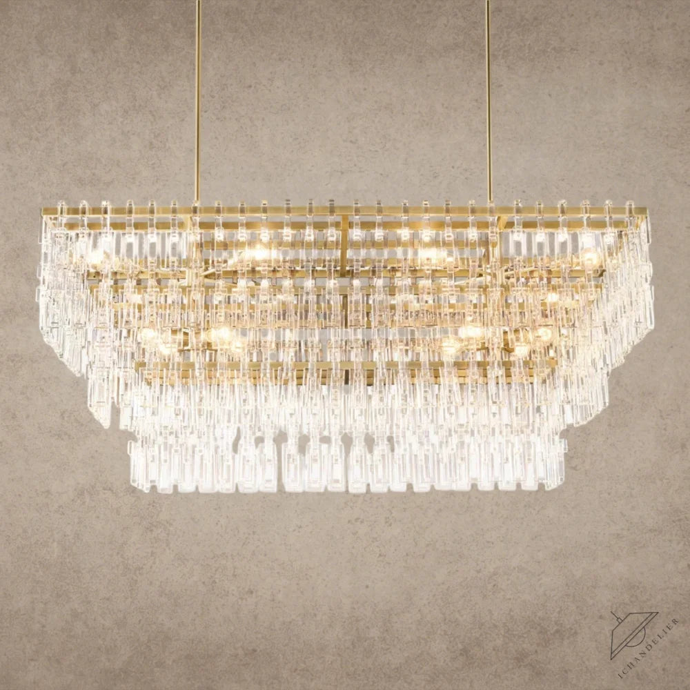 60" / Brass Marignan Tiered Rectangular Chandelier 60", 72"