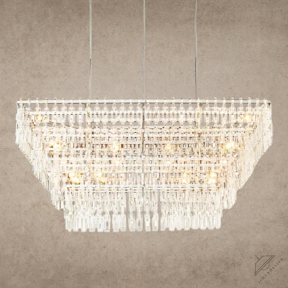 72" / Nickle Marignan Tiered Rectangular Chandelier 60", 72"