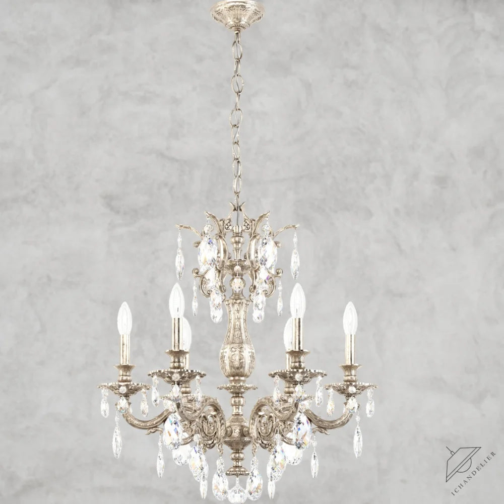 Antique Silver / Clear Heritage Crystal Milano Chandelier 24"