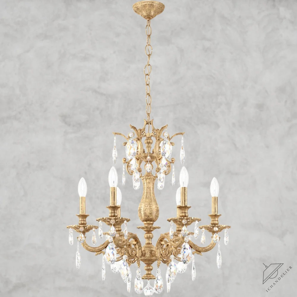 French Gold / Clear Heritage Crystal Milano Chandelier 24"
