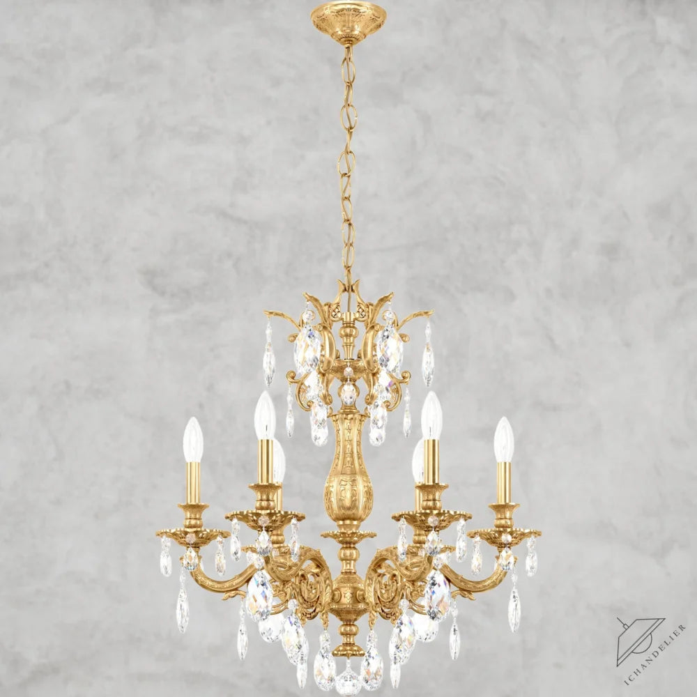 Heirloom Gold / Clear Heritage Crystal Milano Chandelier 24"