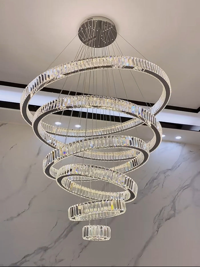 Modern Front Entryway Chandelier 3/4/5/6/7 Rings Crystal Gold/ Chrome Finish Ceiling Lamp