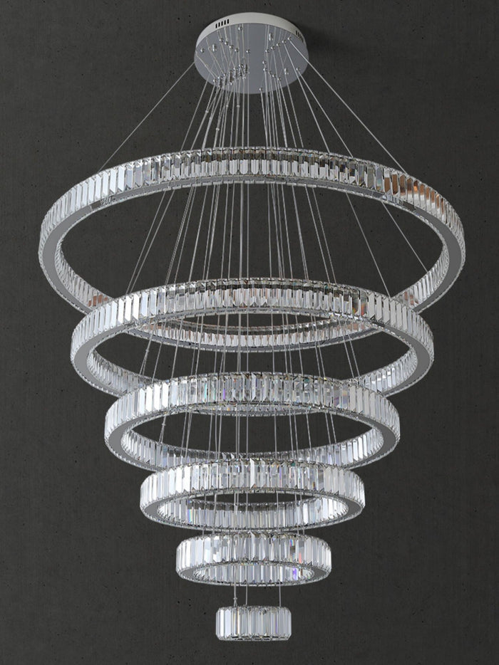 Modern Front Entryway Chandelier 3/4/5/6/7 Rings Crystal Gold/ Chrome Finish Ceiling Lamp