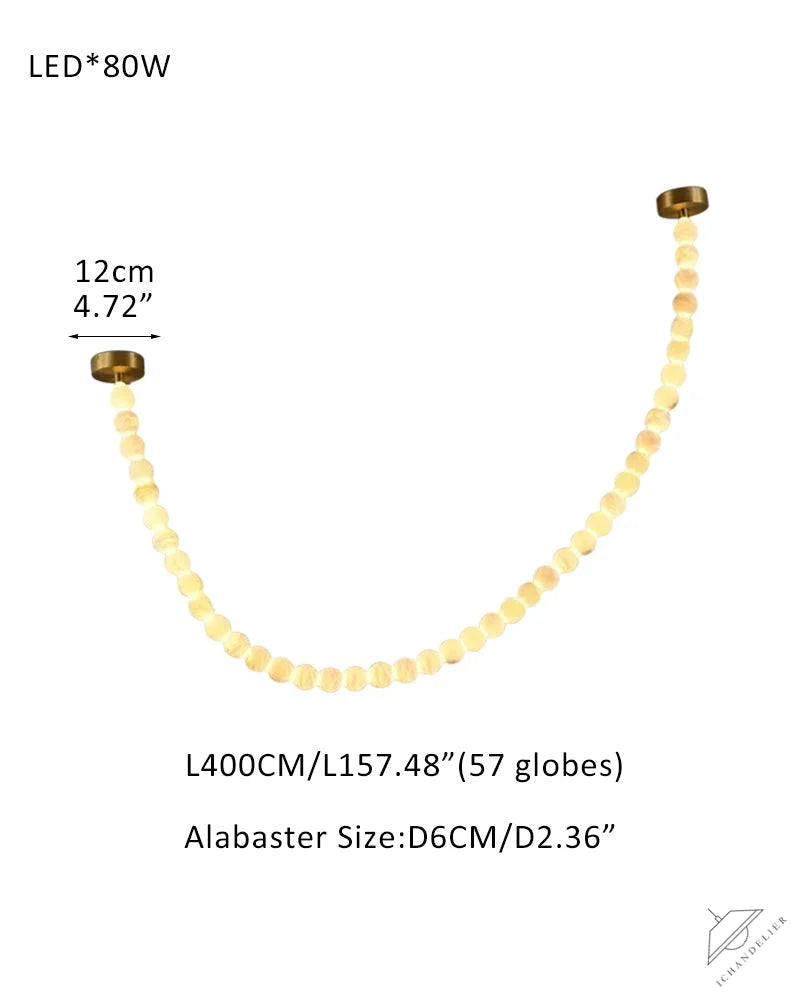 Modern LED Natural Alabaster Globes Beads Hanging Chandelier Indoor Lighting Fixture