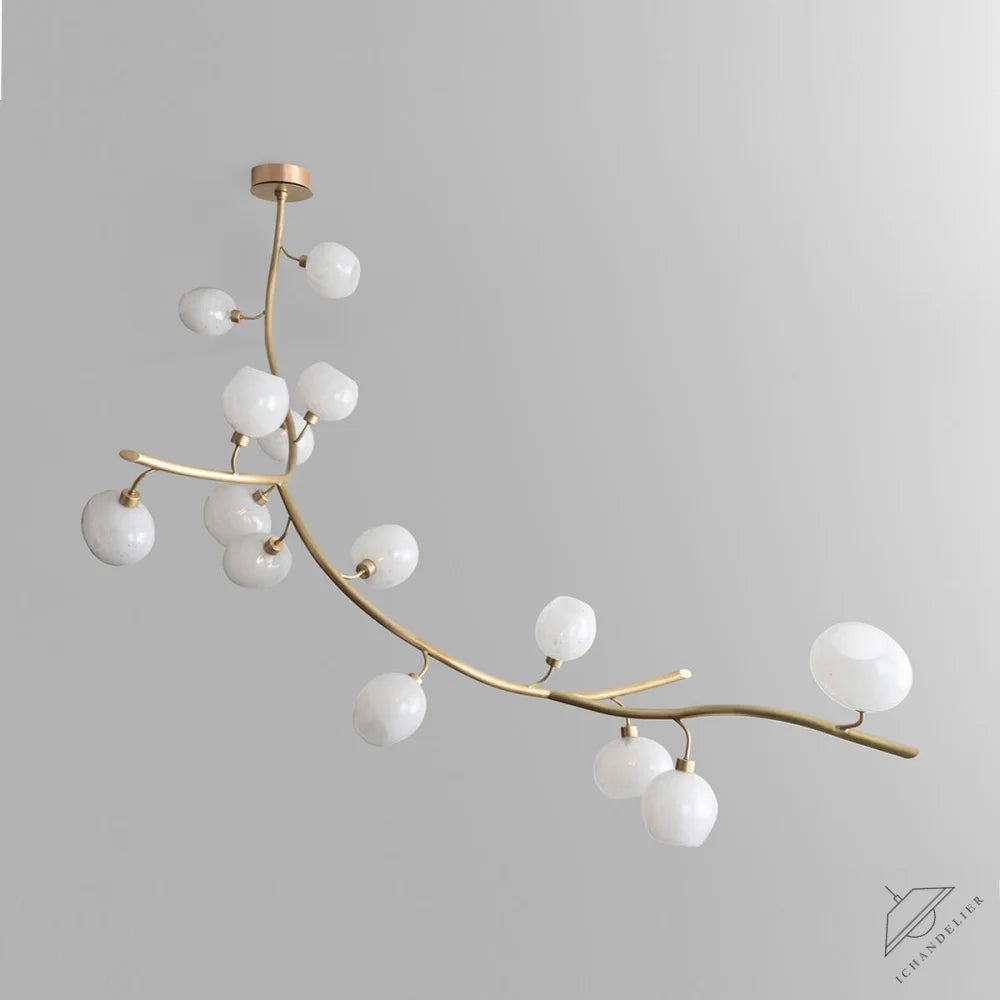Modern Linear Brass Branches Chandelier for Dining Room
