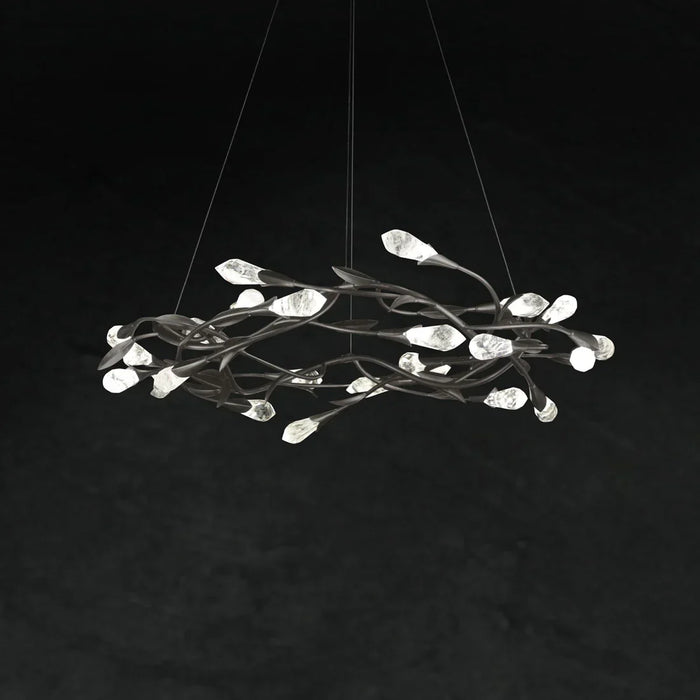 Modern Linear/Round Floral Branches Crystal Chandelier
