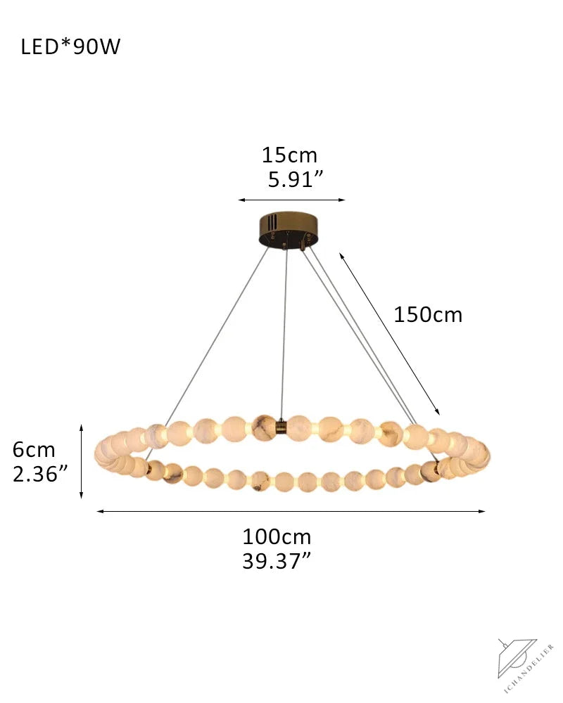 Modern Pearl Alabaster Necklace Circle Double Chandelier by dimming