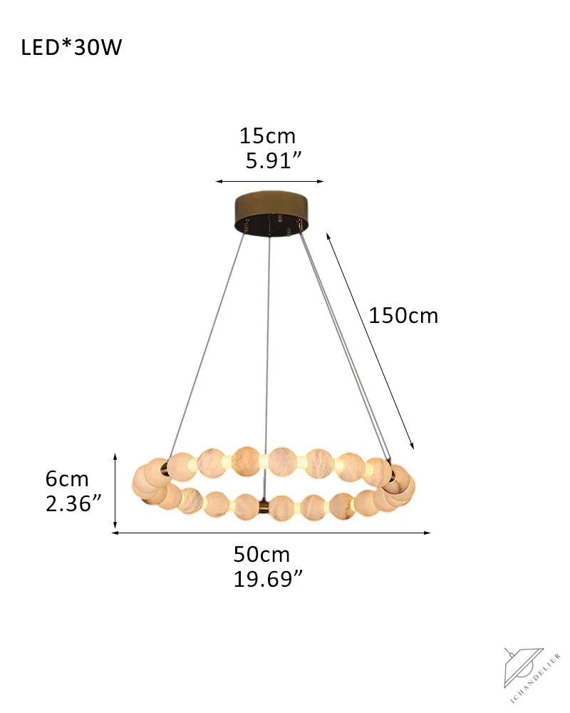 Modern Pearl Alabaster Necklace Circle Double Chandelier by dimming