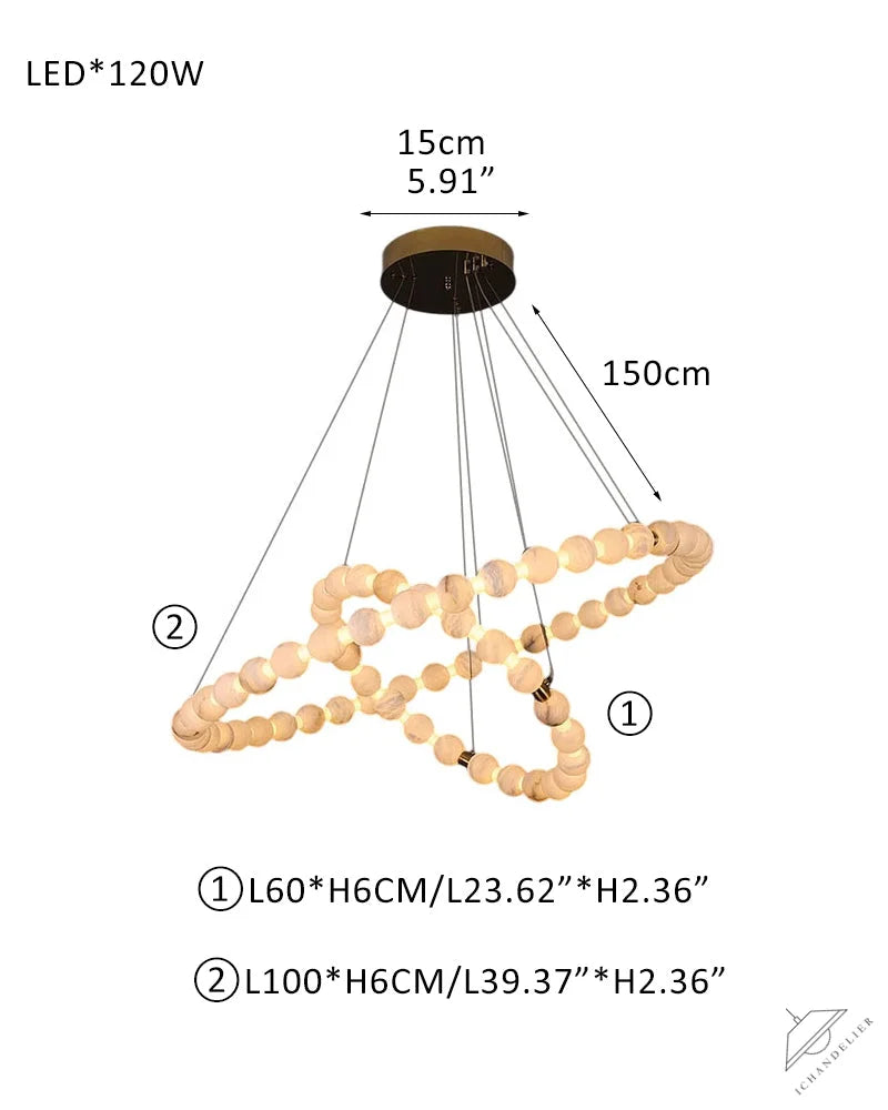 Modern Pearl Alabaster Necklace Circle Double Chandelier by dimming