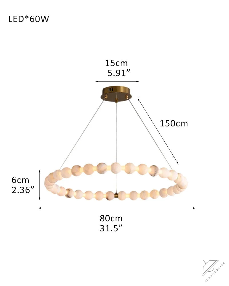 Modern Pearl Alabaster Necklace Circle Double Chandelier by dimming