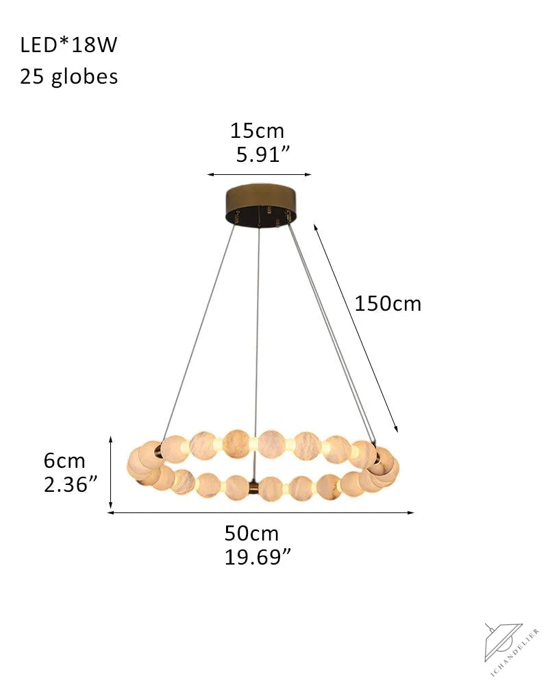 Modern Pearl Alabaster Necklace Circle Triple Chandelier with Dia 60+80+100cm