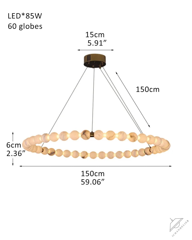 Modern Pearl Alabaster Necklace Circle Triple Chandelier with Dia 60+80+100cm