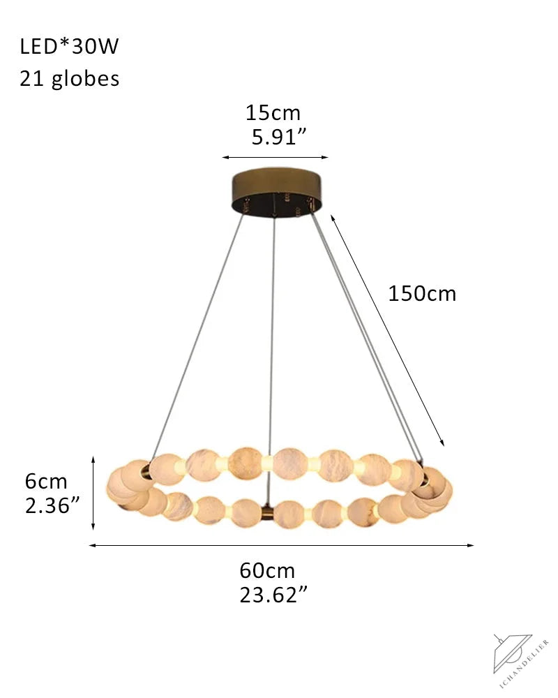 Modern Pearl Alabaster Necklace Circle Triple Chandelier with Dia 60+80+100cm