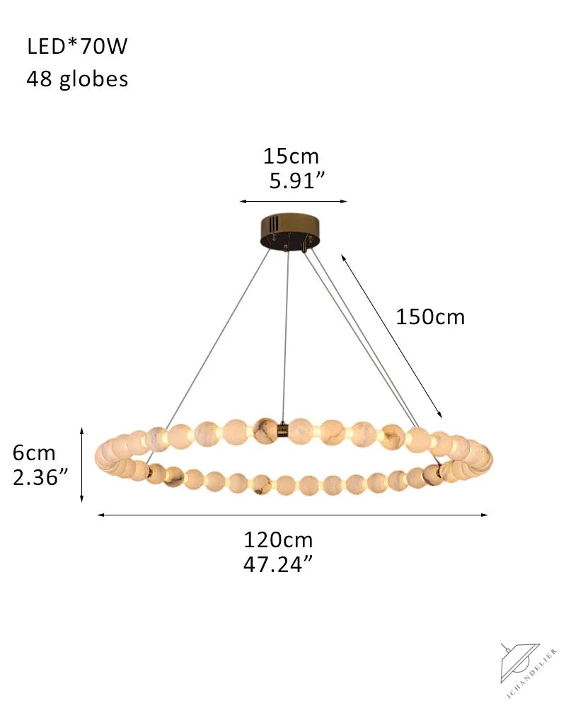 Modern Pearl Alabaster Necklace Circle Triple Chandelier with Dia 60+80+100cm