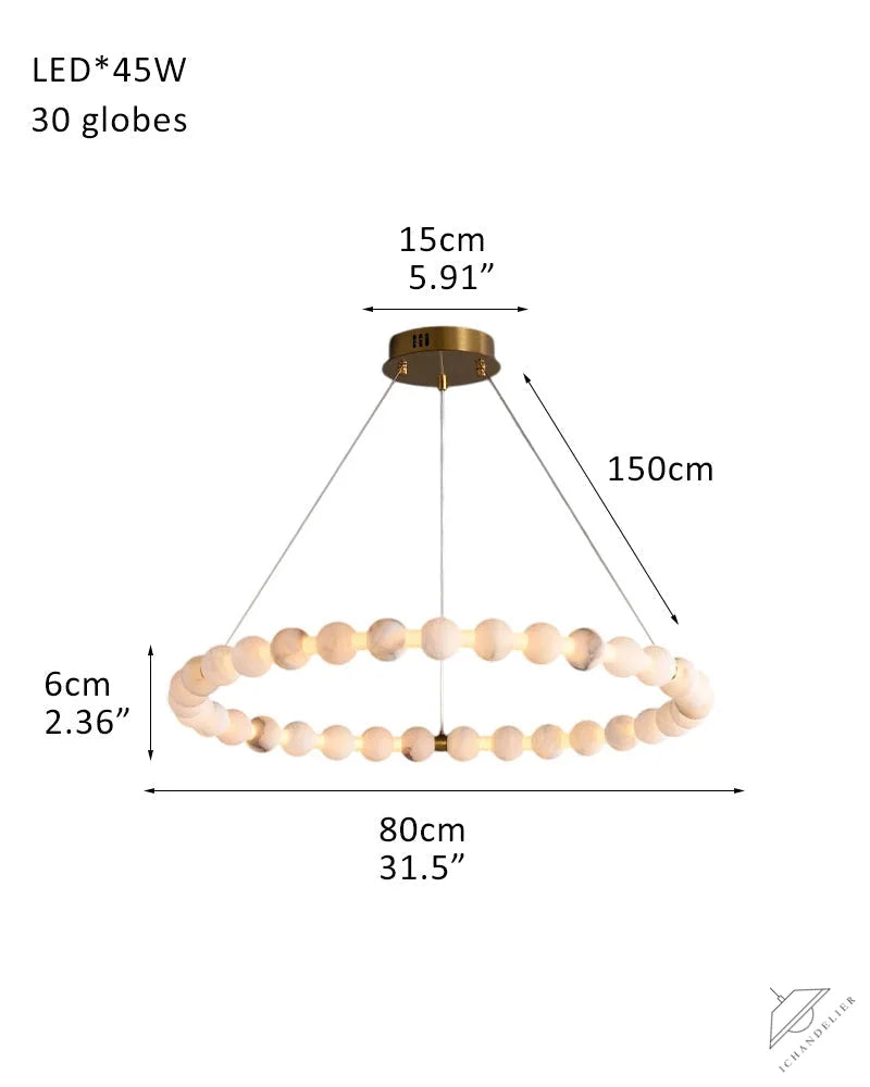 Modern Pearl Alabaster Necklace Circle Triple Chandelier with Dia 60+80+100cm