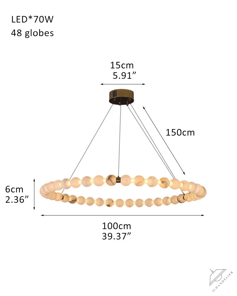 Modern Pearl Alabaster Necklace Circle Triple Chandelier with Dia 60+80+100cm