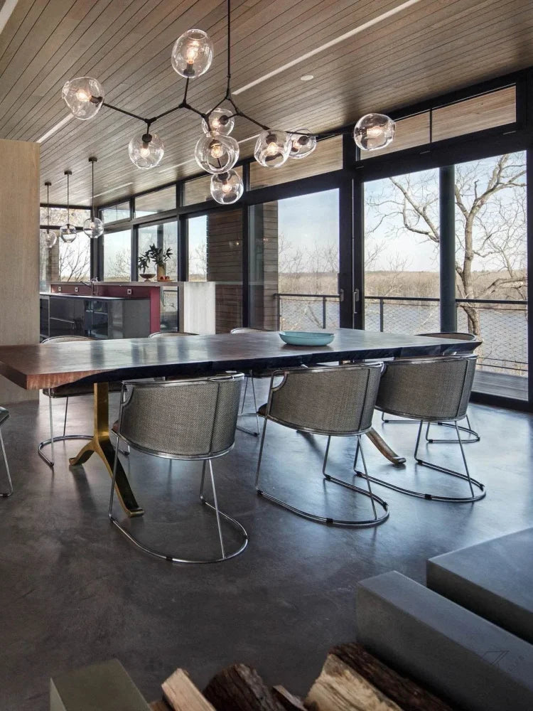 Modern Sputnik Smoky Gray/Amber Glass Branch Chandelier for Kitchen Island/Dining Room